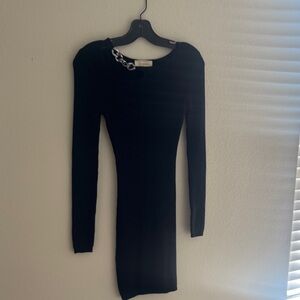 No Comment Black Long Sleeve sweater Dress